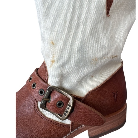 Frye Veronica Short Grommet Leather Canvas Boot Size 9.5 - Picture 9 of 12